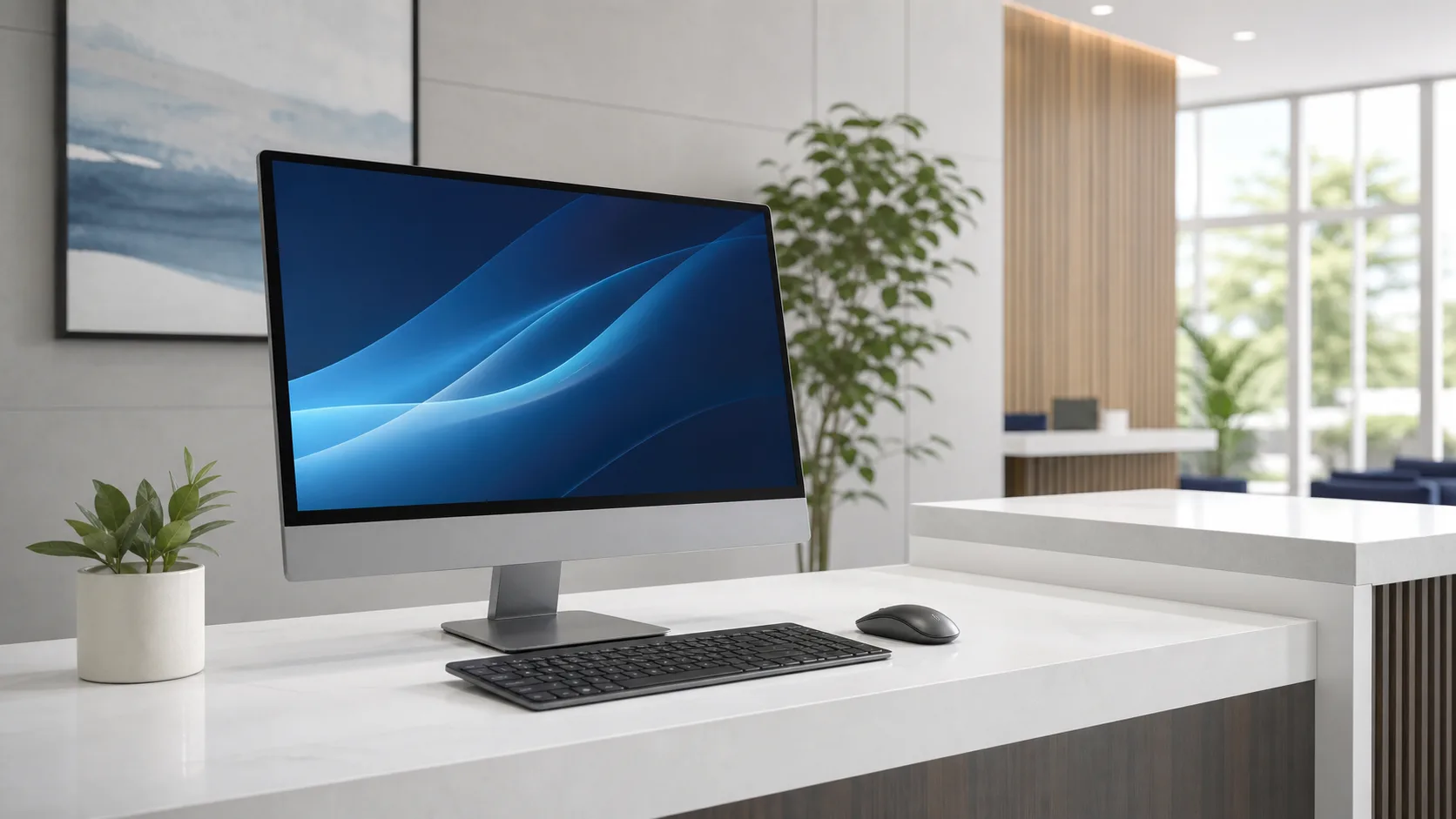 All-in-One PC ที่โต๊ะบริการลูกค้า